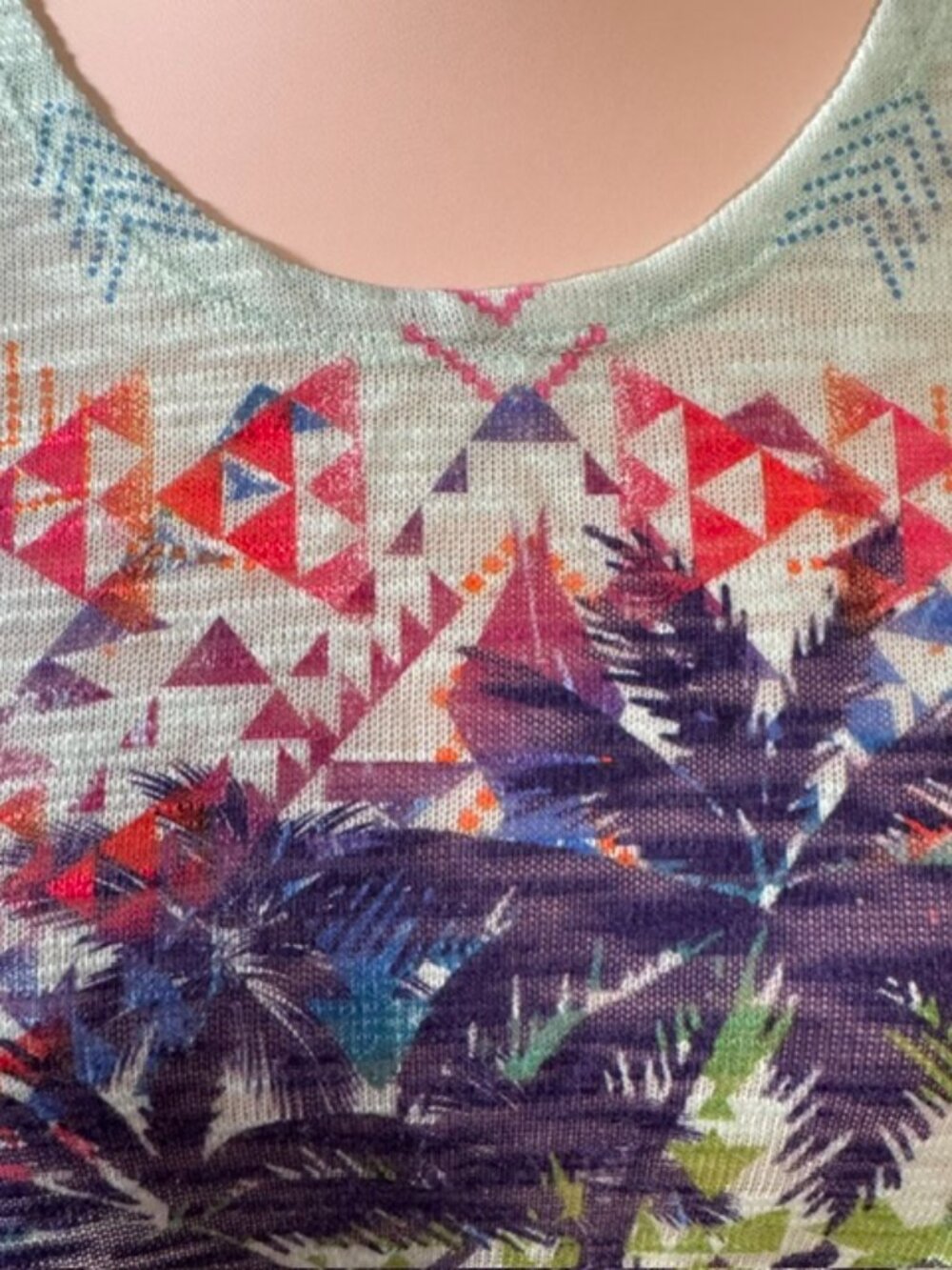 No Boundaries Y2K Boho Palm Tree Tank Top Mint Sheer Juniors M - Picture 2 of 9